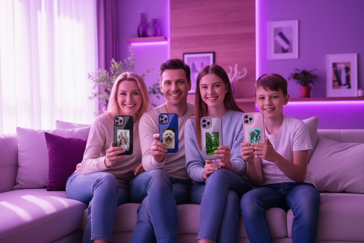 Rodzina z ImagoBack Case™ - fioletowe ściany